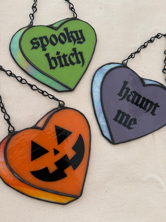 Jack-o-lantern candy heart