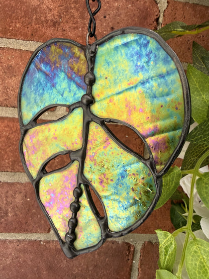 Green Iridescent Mini Monstera Leaf